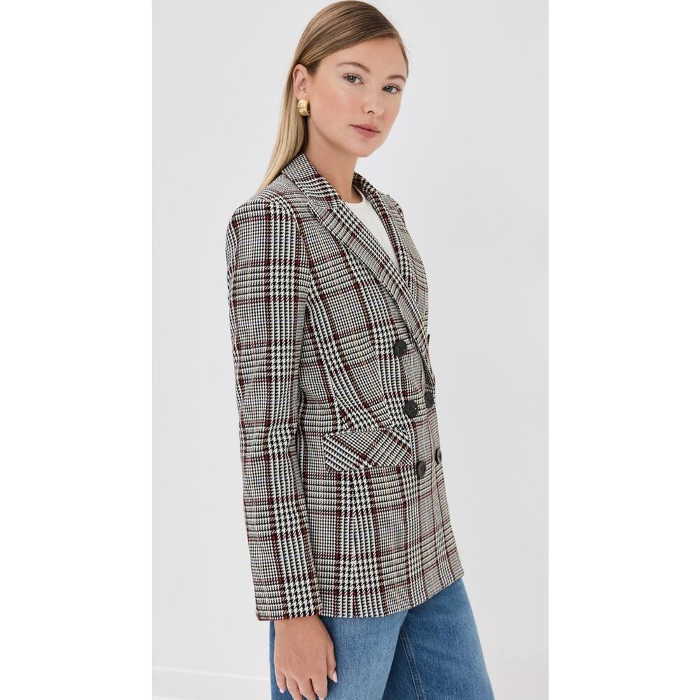 Veronica Beard Ellette Dickey Jacket Black White Multi Plaid Blazer Size 10 - Picture 3 of 16